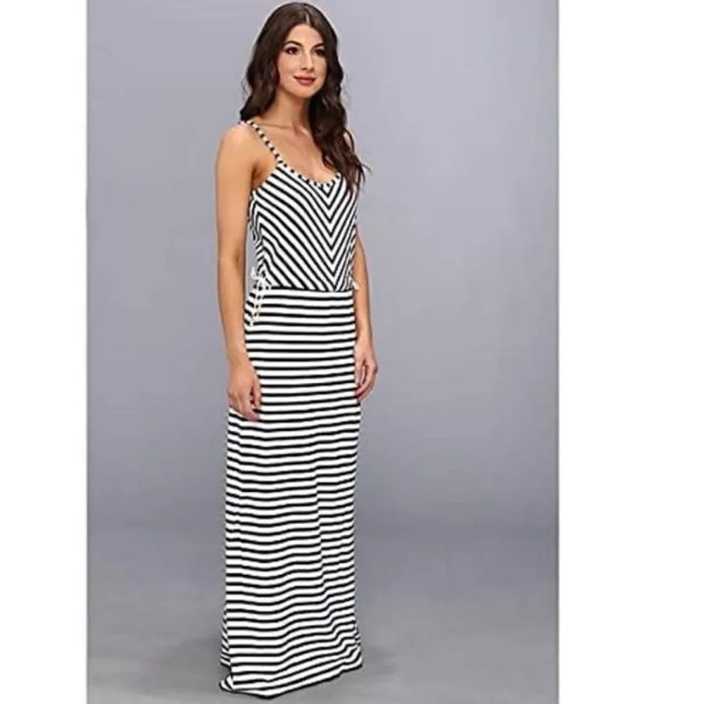 Juicy Couture Navy and White Stripe Terry Casual Maxi Dress Size X Small